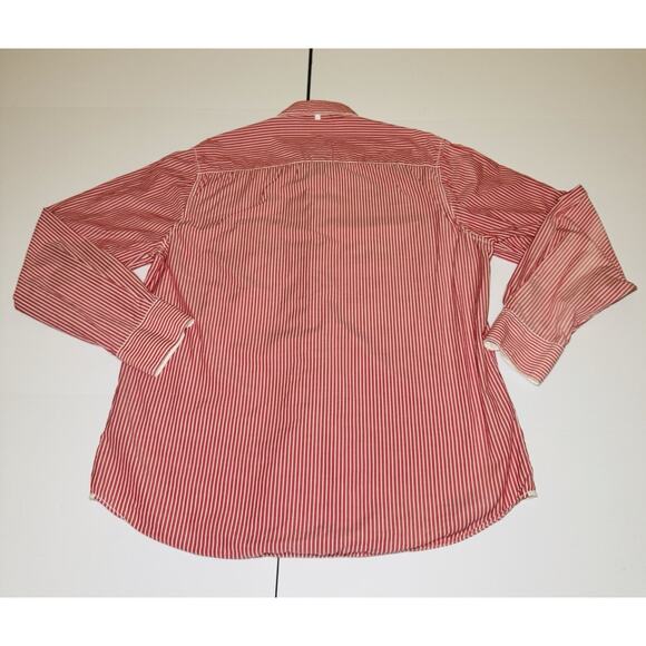 Bugatachi Men’s Large Shaped Fit Red Striped Button Up Long Sleeve Shirt - Picture 9 of 10